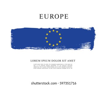 Flag of Europe, brush stroke background