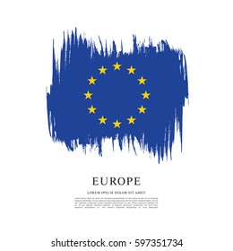 Flag of Europe, brush stroke background
