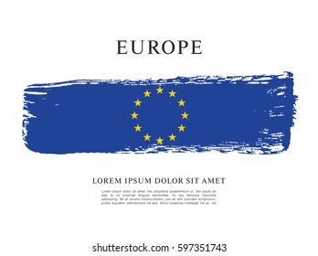 Flag of Europe, brush stroke background