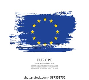 Flag of Europe, brush stroke background