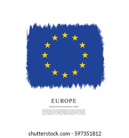 Flag of Europe, brush stroke background