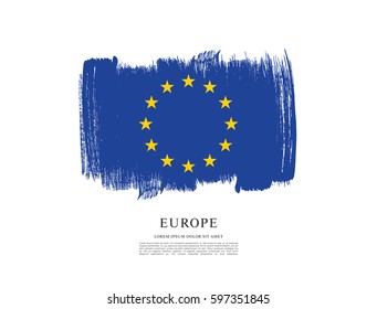 Flag of Europe, brush stroke background