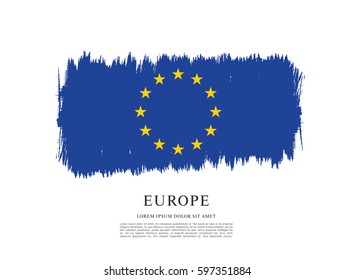 Flag of Europe, brush stroke background