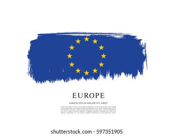 Flag of Europe, brush stroke background