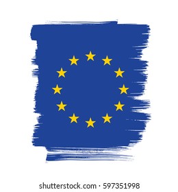 Flag of Europe, brush stroke background