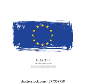 Flag of Europe, brush stroke background