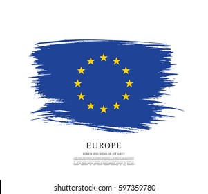 Flag of Europe, brush stroke background