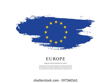 Flag of Europe, brush stroke background