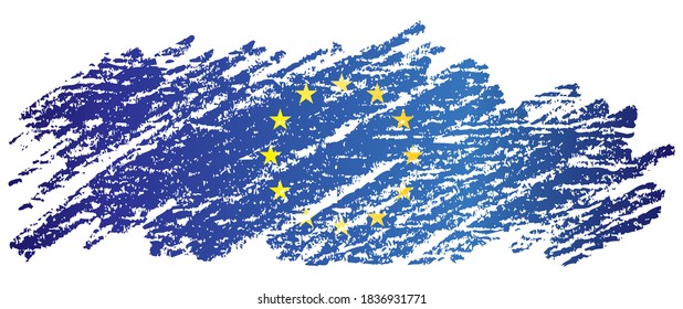 Flag of Europe, European Union. Bright, colorful vector illustration.
