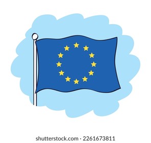 Flag of Europe, European Union flag cartoon vector icon.