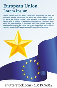 Flag of Europe, European Union. Template for award design, an official document with the flag of European Union. Bright, colorful vector illustration