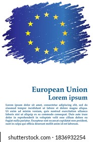 Flag of Europe, European Union. Template for award design, an official document with the flag of European Union. Bright, colorful vector illustration
