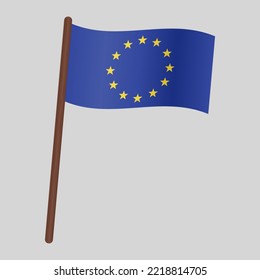 Flag of Europe. Flag on the flagpole. Vector illustration