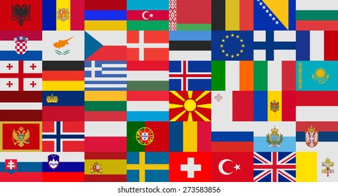 flag of europe states vector set