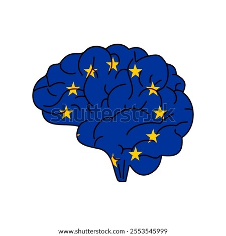 Flag of Europe. Vector illustration of a combination of a human brain with a country flag on a white background.