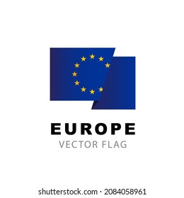 Flag of Europe. Vector illustration isolated on white background. Colorful logo of the European flag.