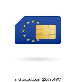 Flag of Europe. Vector illustration of SIM Card with flag on white background