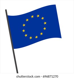 Flag of Europe , Europe flag waving isolated vector illustration
