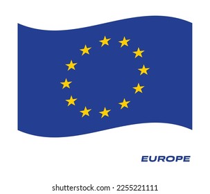 Flag of Europe, Waving National flag of Europe, National flag of Europe vector illustration.