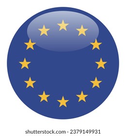 Flag of the European Union. Button flag icon. Standard color. Circle icon flag. 3d illustration. Computer illustration. Digital illustration. Vector illustration.