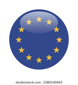 Flag of the European Union. Button flag icon. Standard color. Circle icon flag. 3d illustration. Computer illustration. Digital illustration. Vector illustration.