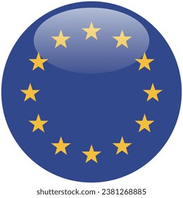 Flag of the European Union. Button flag icon. Standard color. Circle icon flag. 3d illustration. Computer illustration. Digital illustration. Vector illustration.