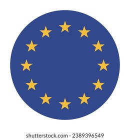 Flag of the European Union. Button flag icon. Standard color. Circle icon flag. Computer illustration. Digital illustration. Vector illustration.