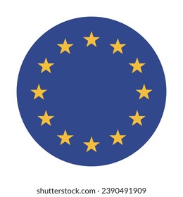 Flag of the European Union. Button flag icon. Standard color. Circle icon flag. Computer illustration. Digital illustration. Vector illustration.