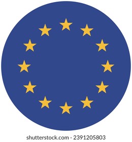 Flag of the European Union. Button flag icon. Standard color. Circle icon flag. Computer illustration. Digital illustration. Vector illustration.