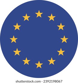 Flag of the European Union. Button flag icon. Standard color. Circle icon flag. Computer illustration. Digital illustration. Vector illustration.
