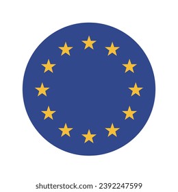 Flag of the European Union. Button flag icon. Standard color. Circle icon flag. Computer illustration. Digital illustration. Vector illustration.