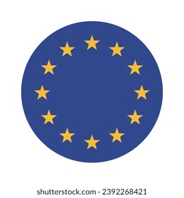 Flagge der Europäischen Union. Button-Flag-Symbol. Standardfarbe. Circle Icon Flag. Computergrafik. Digitale Illustration. Vektorgrafik.