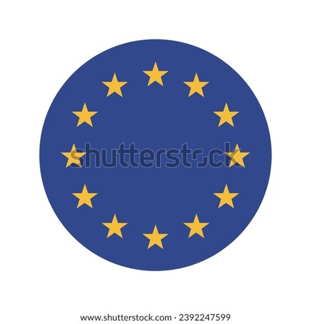 Flag of the European Union. Button flag icon. Standard color. Circle icon flag. Computer illustration. Digital illustration. Vector illustration.
