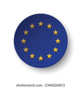 Flag of the European Union. Circle icon flag. Button flag icon. Standard color. 3d illustration. Computer illustration. Digital illustration. Vector illustration.