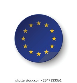 Flag of the European Union. Circle icon flag. Button flag icon. Standard color. 3d illustration. Computer illustration. Digital illustration. Vector illustration.