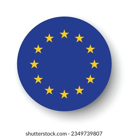 Flag of the European Union. Circle icon flag. Button flag icon. Standard color. 3d illustration. Computer illustration. Digital illustration. Vector illustration.