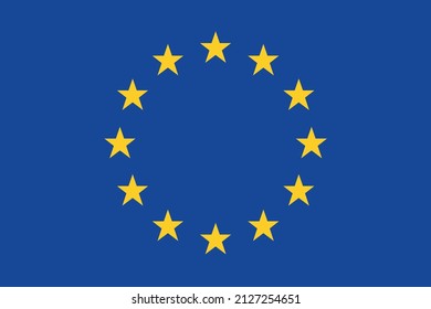 Flag of the European Union. Circle of yellow stars on a blue background. EU symbol, vector flag. The arrangement of the stars of the circle is a sign of the union of the countries of Europe. EPS 9 
