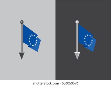 Flag of the European Union. Flag of the EU. Flag on a flagpole