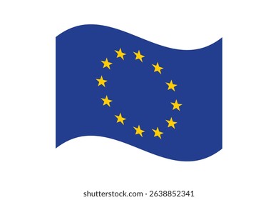Flag of European Union. EU flag. European Union wavy flag digital vector illustration. Fluttering flag.