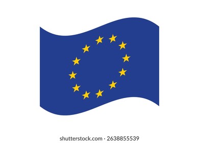 Flag of European Union. EU flag. European Union wavy flag digital vector illustration. Fluttering flag.