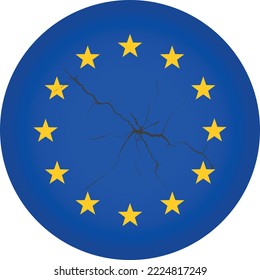 flag of the European Union, Europe and crack  on the stars members of the commonwealth as a symbol of the crisis vector