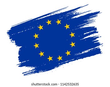 Flag of European Union.EU flag in grunge style.