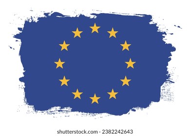 Flag of the European Union. Flag icon. The artistic banner. Standard color. Hand-painted colorful national flags. Computer illustration. Digital illustration. Vector illustration.