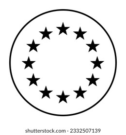 Flag of the European Union. Flag icon. Gray line icon. Circle icon flag. Computer illustration. Digital illustration. Vector illustration.