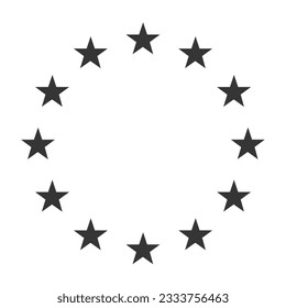 Flag of the European Union. Flag icon. Grey icon. Circle icon flag. Computer illustration. Digital illustration. Vector illustration.