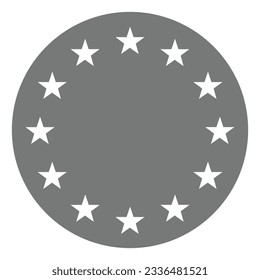 Flag of the European Union. Flag icon. Grey icon. Circle icon flag. Computer illustration. Digital illustration. Vector illustration.