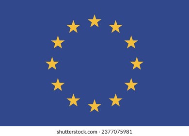 Flag of the European Union. Flag icon. A rectangular flag. Standard color. Standard size. Computer illustration. Digital illustration. Vector illustration.