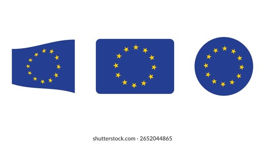 Bandeira da União Europeia. Ícone Sinalizador. Um sinalizador retangular. Cor padrão. Tamanho padrão. Ilustração do computador. Ilustração digital. Ilustração vetorial.