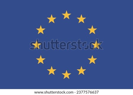 Flag of the European Union. Flag icon. A rectangular flag. Standard color. Standard size. Computer illustration. Digital illustration. Vector illustration.