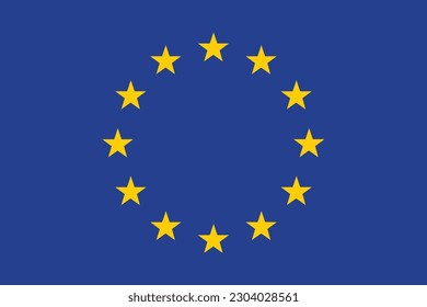 Flag of the European Union. Flag icon. Standard color. Standard size. Rectangular flag. Computer illustration. Digital illustration. Vector illustration.